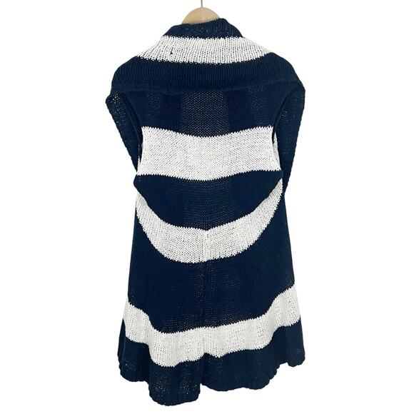 CAbi #679 Skipper Vest Cardigan Sweater Size XS Navy Blue and White Stripes - Picture 3 of 6